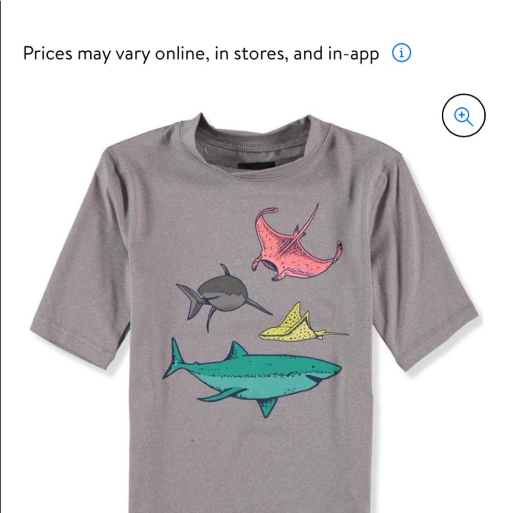 Cat and Jack Brand 3T Heather Grey Shark Rash Guard Swim Shirt